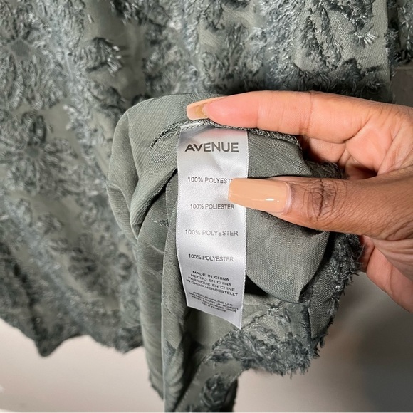 NWT Avenue Women Top 26/28 Black Gray Bunrout Textured 3D Floral V-Neck Art 4X - Picture 3 of 12